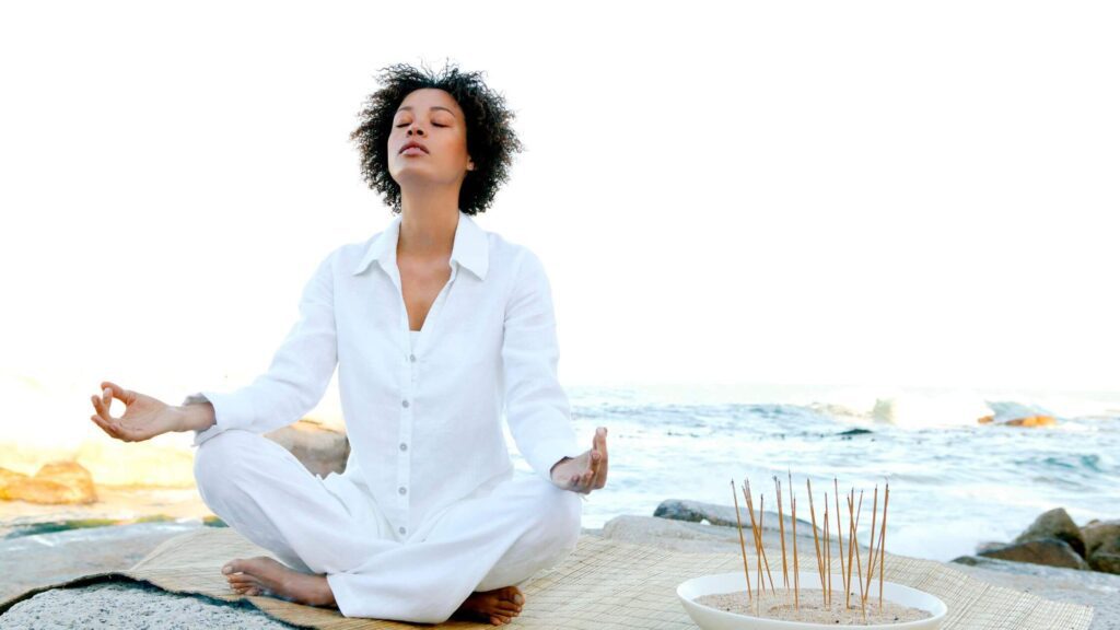 Elevate Your Mood in Minutes: 5 Sandalwood Dhoop Hacks meditating with sandalwood Incense dhoop